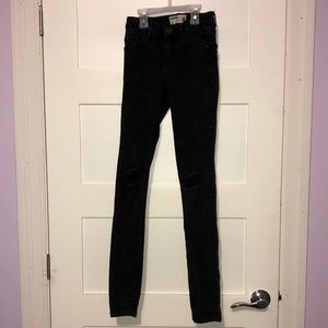 Black distressed high waisted jeggings